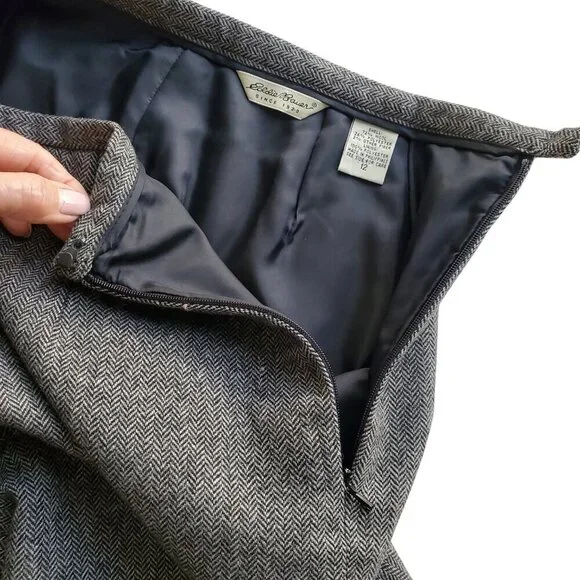 Eddie Bauer Harris Tweed Wool Blend Trousers Side Zipper Wide Leg Size 12 - Picture 5 of 15